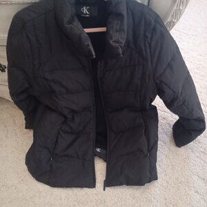 Calvin Klein Duck Feather Down Jacket, Black Fur Lining inside pockets sz  XL